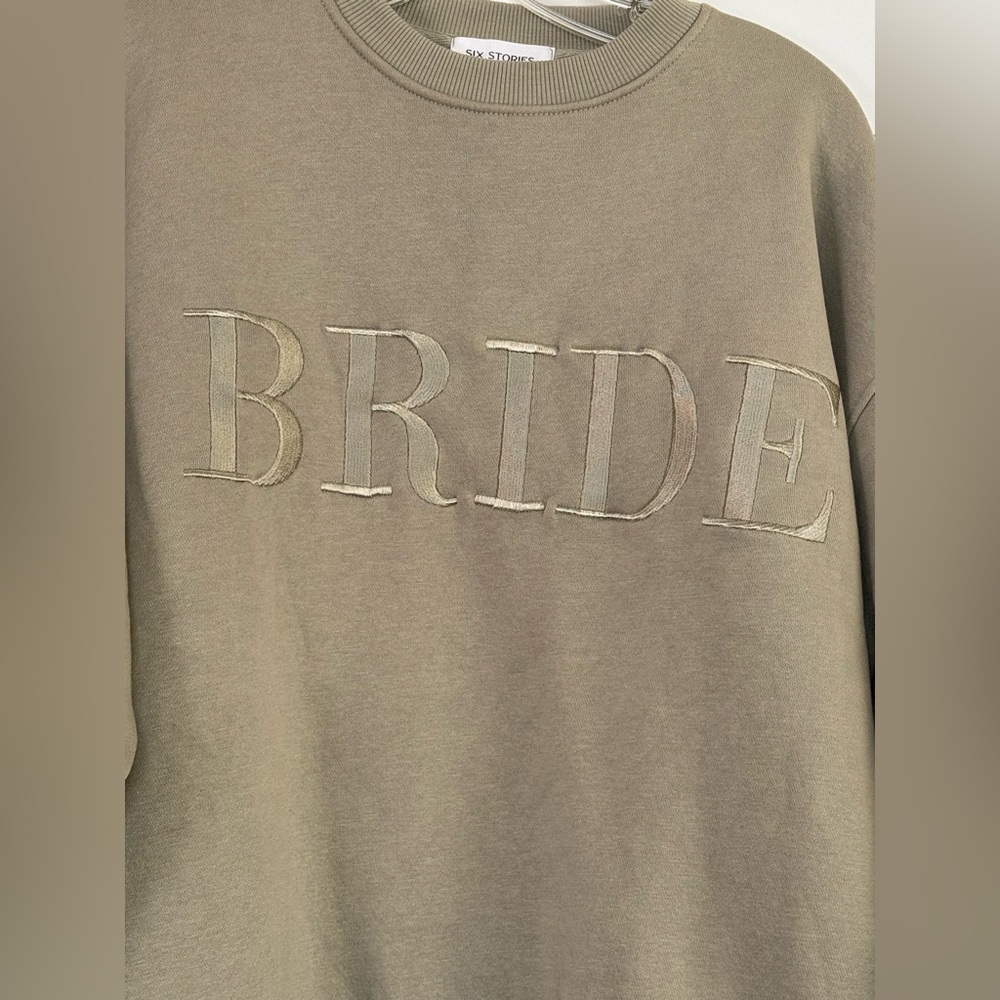 Six Stories 'Bride' statement sweatshirt in sage NWOT - Picture 3 of 5